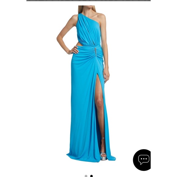 Halston‎ Ivanna gathered cut-out asymmetric gown ONLY SIZE 14 IS AVAILABLE - Picture 2 of 16